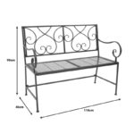 Cazpo metal bench in black shade 114x45x90cm - Image 6
