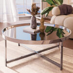Coffee table Tristan steel silver-glass silver D105x45cm - Слика 2