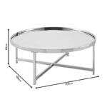 Coffee table Tristan steel silver-glass silver D105x45cm - Слика 3