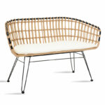 Sofa 2 seater Naoki metal black-pe natural 120x55x79cm