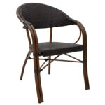 Armchair Paula metal-pe rattan brown