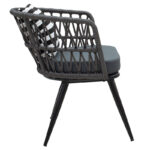 Naoki armchair metal black-pe gray-cushion black/white - Image 3