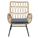 Armchair Naoki metal black-pe natural-cushion grey - Слика 4