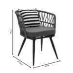 Naoki dining set 5pcs pe gray-metal black - Слика 5