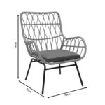 Lounge set 3pcs Gaus pe natural-metal black - Слика 4
