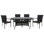 Dining set 5pcs Cellin pe brown-metal