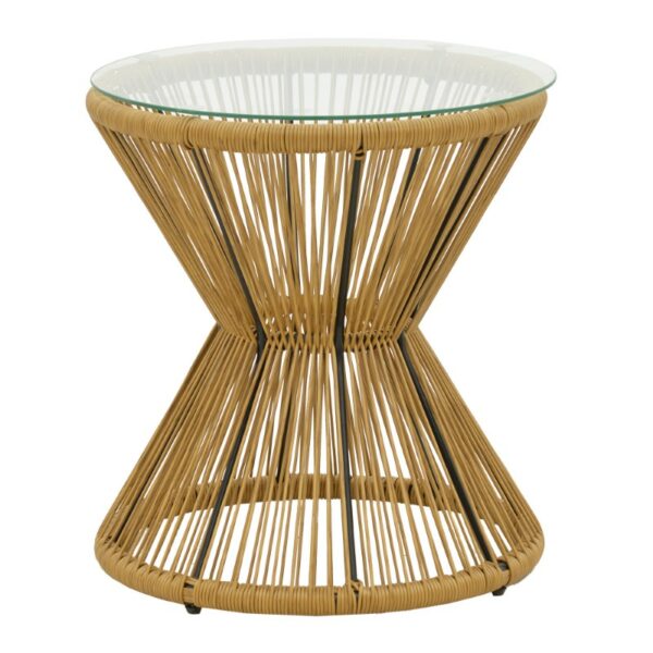 Table Mabil rattan natural-glass D50x55cm