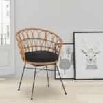 Armchair Felicia rattan natural-metal black legs D60x81cm - Слика 2