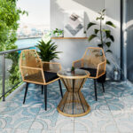 Armchair Tanish rattan natural-metal black legs 58x58.5x87cm - Слика 2