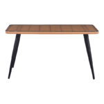 Naoki Pakoworld Glass-pe rattan Table in Natural Wood Finish with Black Legs 140x80x78cm - Слика 2