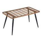 Naoki Pakoworld Glass-pe rattan Table in Natural Wood Finish with Black Legs 140x80x78cm - Слика 3