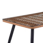 Naoki Pakoworld Glass-pe rattan Table in Natural Wood Finish with Black Legs 140x80x78cm - Слика 4