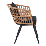 Naoki Pakoworld Armchair pe rattan -metal in Natural Finish with Black Legs/Cushion 62x60x80cm - Image 4