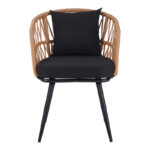 Naoki Pakoworld Armchair pe rattan -metal in Natural Finish with Black Legs/Cushion 62x60x80cm - Image 5