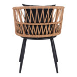Naoki Pakoworld Armchair pe rattan -metal in Natural Finish with Black Legs/Cushion 62x60x80cm - Image 6