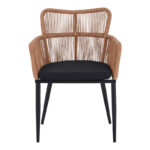 Naoki Pakoworld Armchair pe rattan -metal in Natural Finish with Black Legs/Cushion 59x62.5x78cm - Слика 5