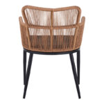 Naoki Pakoworld Armchair pe rattan -metal in Natural Finish with Black Legs/Cushion 59x62.5x78cm - Слика 6