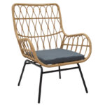 Living room se4t Naoki-Mabil set of 3 pe rattan in natural color and black metal - Image 2