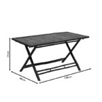 Badou folding bamboo table black 150x80x77cm - Слика 6