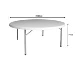 Foldable Comfort catering table suitcase white round D180x74cm - Image 3