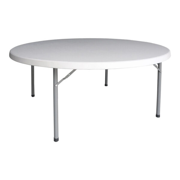Foldable Comfort catering table suitcase white round D180x74cm