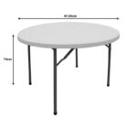 Foldable Comfort catering table white round D120x74cm - Image 3