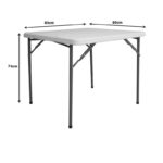 Foldable Comfort catering table in white color 80x80x74cm - Image 3