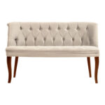 2 seater sofa Loreta velvet beige with walnut legs 118x55x78cm - Слика 2