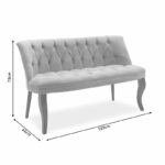2 seater sofa Loreta velvet beige with walnut legs 118x55x78cm - Слика 6