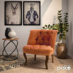 Armchair Loreta burgundy red velvet and walnut leg 59x64x73cm - Слика 2
