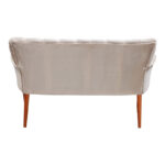 Samara sofa 2-seater beige velvet with walnut legs 130x55x79cm - Image 3