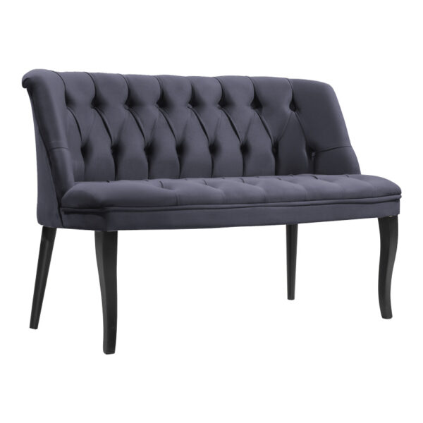 Двосед софа Loreta velvet антрацит со црни ногарки 118x55x78 см