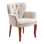 Фотелја Самара велут беж со ногарки од орев 54x71x79 см