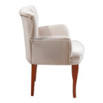 Armchair Samara velvet beige with walnut legs 54x71x79cm - Image 3