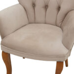 Armchair Samara velvet beige with walnut legs 54x71x79cm - Image 6