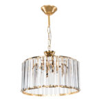 Таванска светилка 3балби PWL-0979 E27 златно-стаклена D30x45см