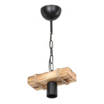 Ceiling light PWL-1027 Ε27 metal black-natural 20x10x43cm - Слика 3