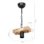 Ceiling light PWL-1027 Ε27 metal black-natural 20x10x43cm - Слика 5