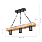 Ceiling light PWL-1027 Ε27 metal black-natural 48.5x10x47cm - Слика 5