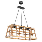 Ceiling light PWL-1029 Ε27 metal black-natural 60x23x83cm - Слика 3