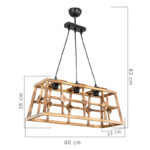Ceiling light PWL-1029 Ε27 metal black-natural 60x23x83cm - Слика 4