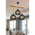 Ceiling light Fiona Ε27 black-natural 50x20x63cm - Слика 2