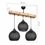 Ceiling light Fiona Ε27 black-natural 50x20x63cm - Слика 4