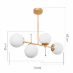 Ceiling light PWL-1128 Ε27 golden 70x20x35cm - Слика 4