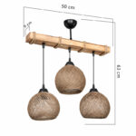 Ceiling light Fiona Ε27 walnut-beige 50x20x63cm - Слика 4