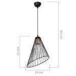 Ceiling light PWL-1192 Ε27 black metal D24x83cm - Слика 4