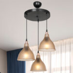 3-light ceiling lamp Orazio Ε27 amber-black D40x80cm - Слика 2