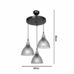3-light ceiling lamp Orazio Ε27 amber-black D40x80cm - Слика 3