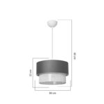 Fansi single light ceiling lamp gray fabric D30x23cm - Слика 3