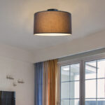Single light ceiling lamp Momoa fabric in gray shade D30x21cm - Image 2